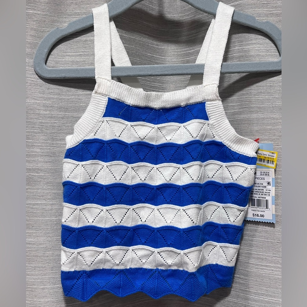 Cat & Jack Blue & White Striped Knit Tank Top w/ Red Bloomer. Size 18M NWT